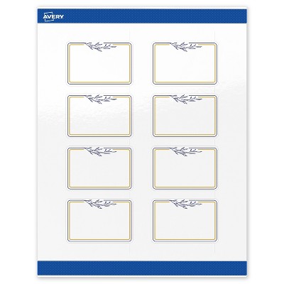 Avery 2" x 3" Labels, Gold & Navy Border with Florals, 80 ct