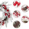 18 Inch Snow Flocked Christmas Wreath, Red & White Xmas Wreath with Red Apples Pine Cones Berries, Front Door Indoor Outdoor Winter Decor - 3 of 4