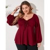 Coolmee Women's Plus Size Blouses Long Sleeve Sweetheart Neck Babydoll Ruffle Peplum Smocked Cute Casual Tops with Drawstring - 2 of 4