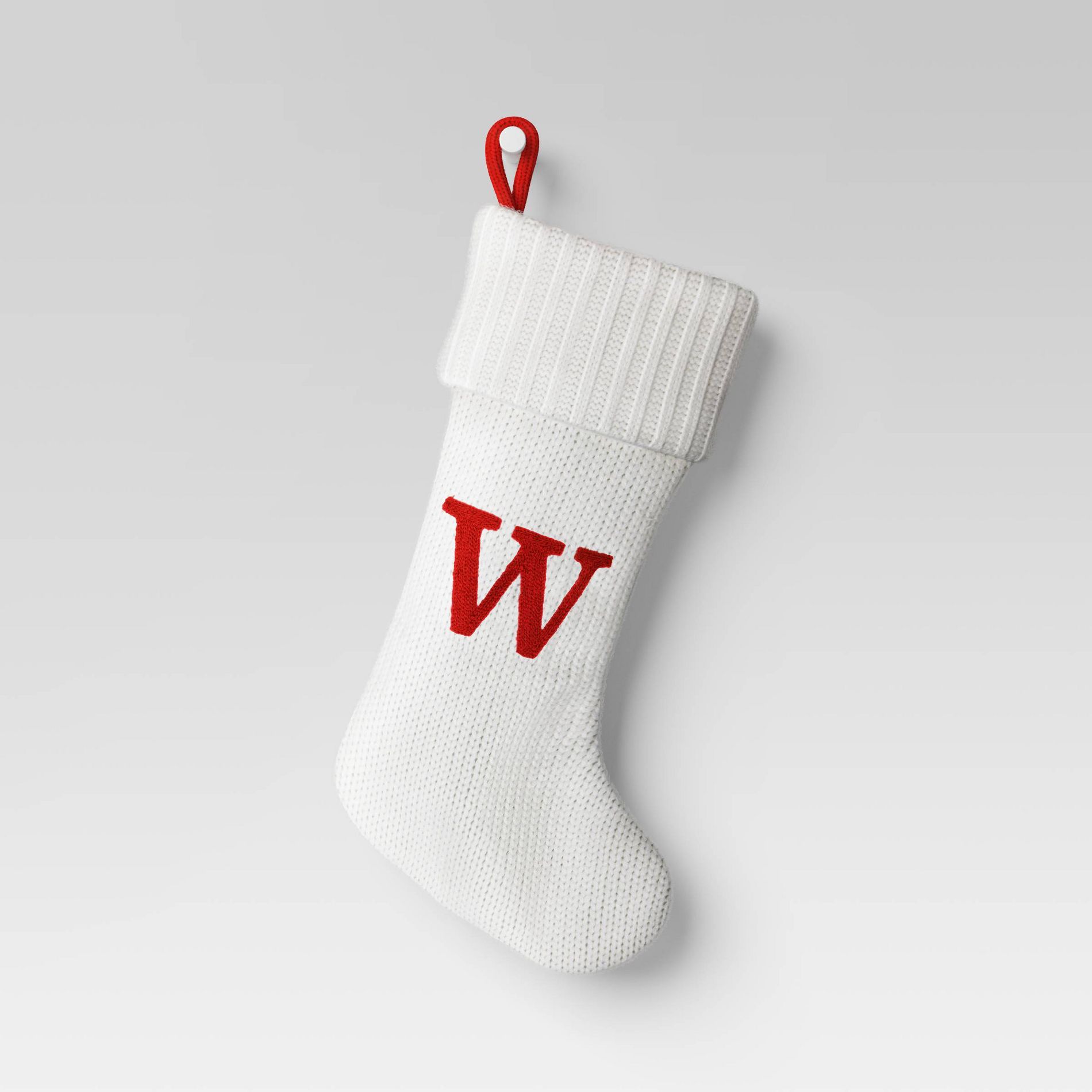 Knit Monogram Christmas Stocking White W - Wondershop™