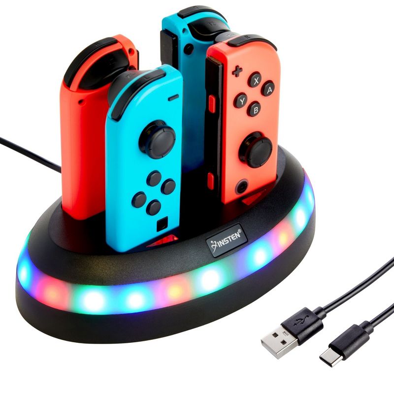 Insten 4-in-1 Charger for Nintendo Switch & OLED Model Joycon Controller, Joy Con Docking Station RGB Charging Dock Accessories, 1 of 10