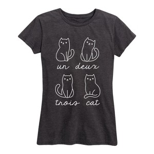 Women's - Instant Message - Un Deux Trois Cat Short Sleeve Graphic T-Shirt - 1 of 4