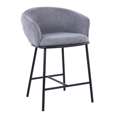 Ashland 26" Swivel Counter Stool Set in Gray with Metal Frame