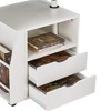 EROMMY 360 Degree Swivel Top Adjustable Height Bedside Nightstand End Table with Storage Drawers, Shelves, Lockable Wheels, & Computer Baffle, White - 2 of 4