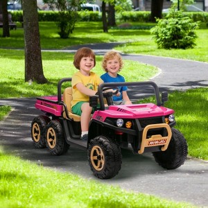 24V 2-Seater Kids Ride-On Dump Truck - Parent Remote Control, 4WD Power, Electric Dump Bed & Shovel, 6-Wheel Design for Ages 3+ - 1 of 4