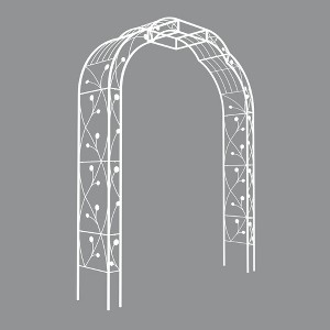 VisioGear Arbors and Trellises, Garden Arch Trellis for Climbing Plants Outdoor Flower Support, White, 74.4"*15.4"*98.5" - 1 of 4