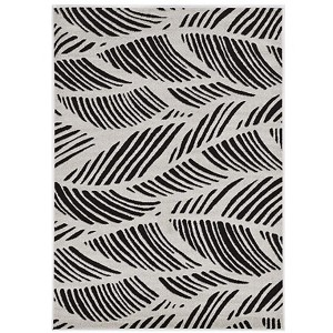 7' X 10' Black And White Abstract Indoor Outdoor Area Rug - 1 of 4