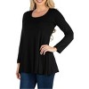 24seven Comfort Apparel Womens Long Sleeve Solid Color Swing Style Flared Tunic Top - 2 of 4