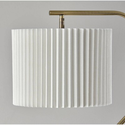 Antique Brass Arc Floor Lamp with Pleated Shade