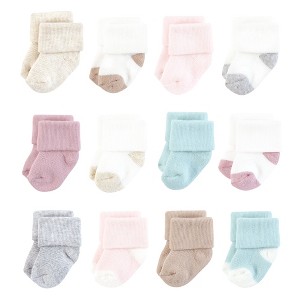 Hudson Baby Infant Girl Cotton Rich Newborn and Terry Socks, Girl Soft Asst Colors - 1 of 4