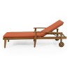 PAGED Patio Chaise Lounge Wooden Adjustable Recliner with Cushion and Armrests Elegant Lounge Chair for Garden, Poolside - 2 of 4