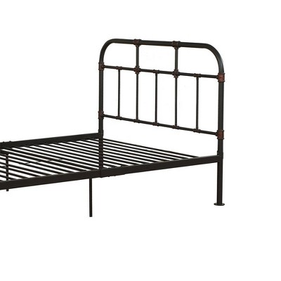 Sandy Gray Industrial Metal Full Bed with Slats