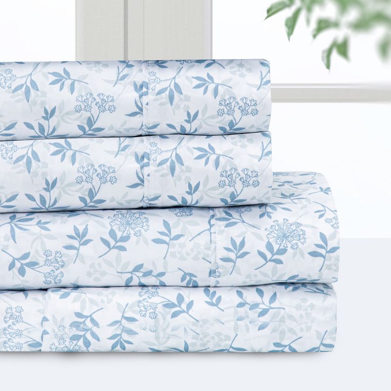 Pointehaven Microfiber Printed and Solid Luxury sized Sheet Set, 1 of 5