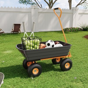 Garden Dump Cart, 600Lbs Garden Cart, Heavy-Duty 4 Wheel Wheelbarrow Yard Cart with 10-Inch All-Terrain Wheels, , for Courtyards,Farm,Gardening - 1 of 4