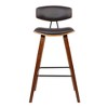 Armen Living 26" Fox Mid-Century Counter Height Barstool in Brown Faux Leather with Walnut Wood: Upholstered Square Seat, Padded Back - 3 of 4