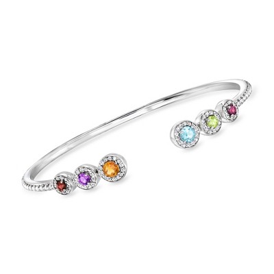 Ross-Simons 1.29 ct. t.w. Multi-Gemstone Cuff Bracelet in Sterling Silver Size 8