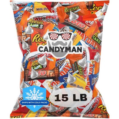 CANDYMAN 15 Pound Gift Box Mix of Chocolate, Individually Wrapped Assorted Bulk Candy Chocolates Variety Pack