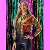 INSPIRE CHIC Women's Party Sequin Sparkle Long Sleeve Cropped Length Zipper Bomber Jacket - 2 of 4