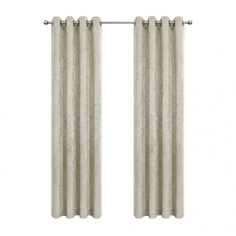 Kate Aurora 2 Pack Glam Metallic Sparkle Thermal Light Filtering Grommet Top Curtains, 2 of 7
