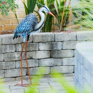 Evergreen Beautiful Metal Grey Heron Decor - 24 x 34 x 8 Inches - 1 of 4