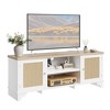 Rattan TV Stand Fits TVs Up to 65 Inches, Farmhouse Entertainment Center with Cabinets and Open Shelves, Wooden Media Console Table for Living Room - 4 of 4