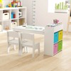 Costway Kids Art Table & Chairs Set with Paper Roll Wooden Craft Study Desk Active Play Gray/Natural - 2 of 4