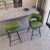 Okak 26" Swivel Bar Stools Set of 2, Suede Upholstered with Footrest & Woven Back, Black Legs Counter Stools for Kitchen Island - 3 of 4