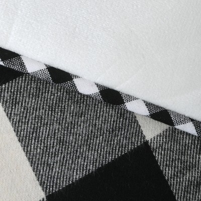 19" Black and White Plaid Christmas Stocking with White Cuff