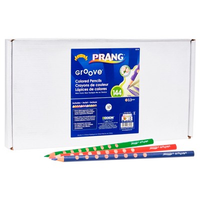 Prang Groove Triangular Pencils, 12- Assorted Colors, Set of 144