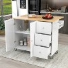 LunaLulinlk 52.7" White Mobile Kitchen Island - 3 of 4