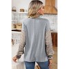 I AM A FASHION JUNKY Gray Colorblock Striped Bishop Sleeve Side Slits Top - 2 of 4