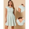 Allegra K Women's Plaid Round Neck Cap Sleeve A-Line Vintage Pleated Dresses - 2 of 4