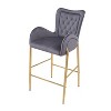 DOMETOUR 28.75 inch Counter Height Bar Stools Set of 2 Arm Chairs Velvet Fabric Stools with Golden Legs and Footrests - 4 of 4