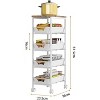 5 Tier Kitchen Rolling Cart with Wheels, Metal Slim Storage Utility Cart with Wood Top & Plastic Shelves, Mobile Shelving Unit for Living Room,White - 3 of 4