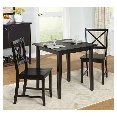 Elegant 3-Piece Black Pub Dining Set with X-Back Hardwood Chairs