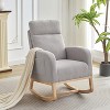 Modern Upholstered Nursery Rocking Chair with Glider, High Backrest, Padded Seat Accent Armchair for Living Room, Nursery, Bedroom,Grey - 2 of 4