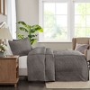 Gulches 3 Piece Queen Split Corner Pleated Quilted Bedspread,Dark Grey - 4 of 4