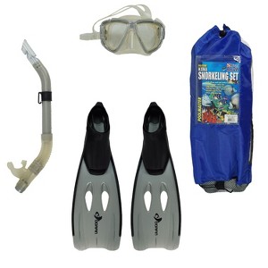 Pool Master 3pc Kona Adult Pro Silicone Swimming Pool Scuba and Snorkeling Set - Medium - Gray - 1 of 4