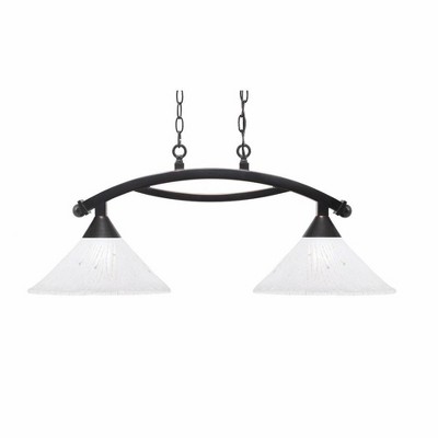 Toltec Lighting Bow 2 - Light Island Pendant Light in  Black Copper with 12" Frosted Crystal Shade
