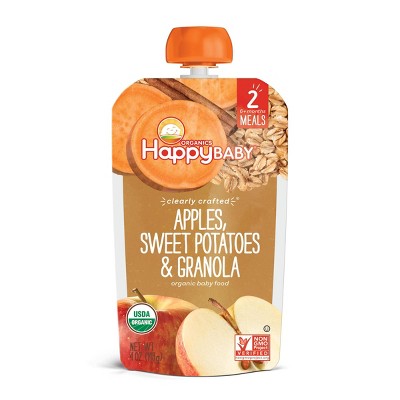 HappyBaby Clearly Crafted Apples Sweet Potatoes & Granola Baby Food Pouch - 4oz