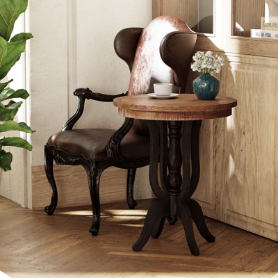 JIONJOY Farmhouse End Table with Natural Wood Top - Rustic Side Table for Living Room & Bedroom