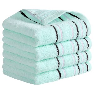 REGALWOVEN Bathroom Cotton Striped Pattern Absorbent Soft Decorative Hand Towel 13" x 27" - 1 of 4