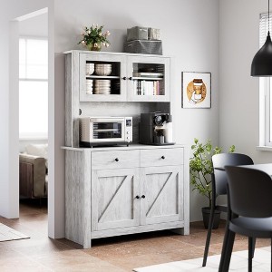 Whizmax Kitchen Pantry Cabinet with Microwave Stand, Freestanding Hutch with Drawers & Adjustable Shelves, Buffet Cabinet for Kitchen, Dining Room - 1 of 4