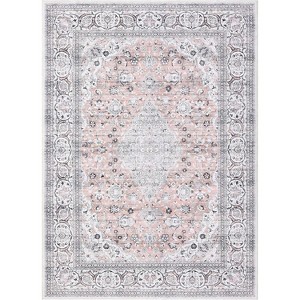 Washable Non Slip Vintage Rug, Low Pile Retro Medallion Carpet, Stain Resistant Indoor Floor Mat for Living Room Bedroom - 1 of 4