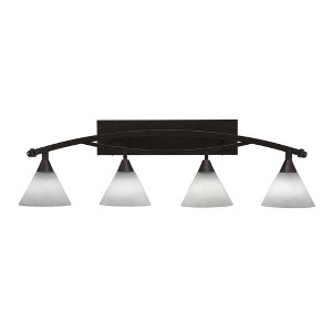 Toltec Lighting Bow 4 - Light Vanity in  Bronze with 7" White Muslin Shade - 1 of 1
