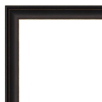 Dark Wood and Bronze Rectangular Wall Bath Mirror