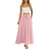 Women's High Waisted Pleated Flowy Maxi Skirt - Summer Casual with Pockets Light Pink Light Pink - 3 of 4