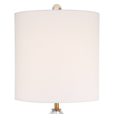 Halston Modern Buffet Table Lamps Set, Brass Crystal with Off-White Shade