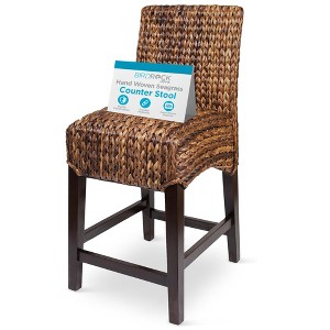 BirdRock Home Seagrass Counter Stool - Counter Height - Espresso - 1 of 4