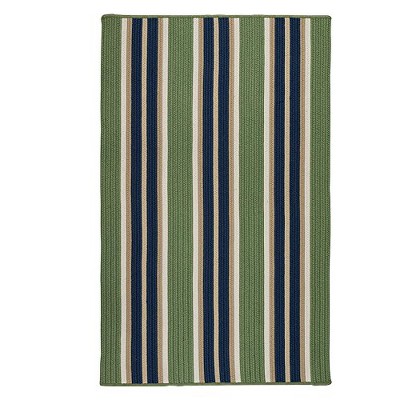 Colonial Mills Mesa Stripe Braided Rug, Harbor Green 4'x6', Rectangle Shape
